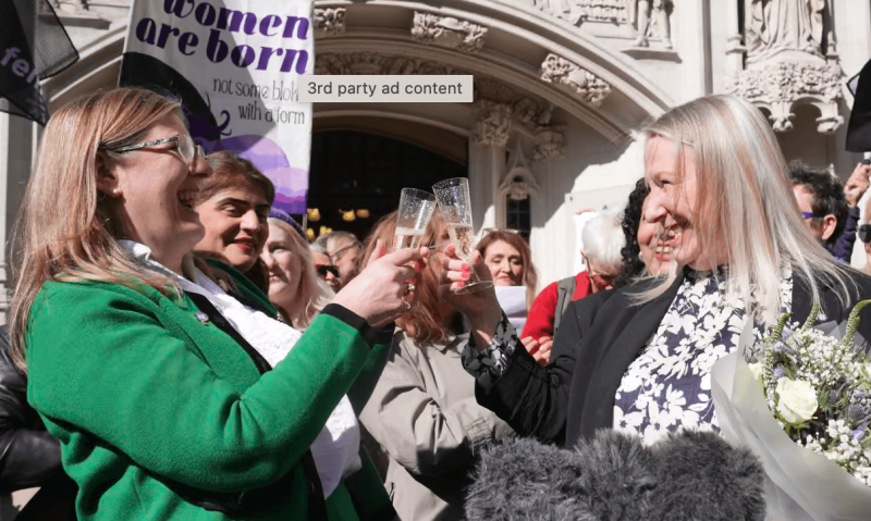 Susan Smith (left) and Marion Calder, the co-directors of For Women Scotland, celebrate after the supreme court ruling